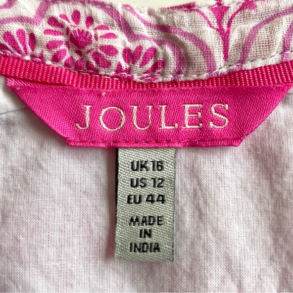 Joules Pink Daisy Foulard Oriella Dress Size US 12 sleeveless embroidered Boho - Picture 12 of 13